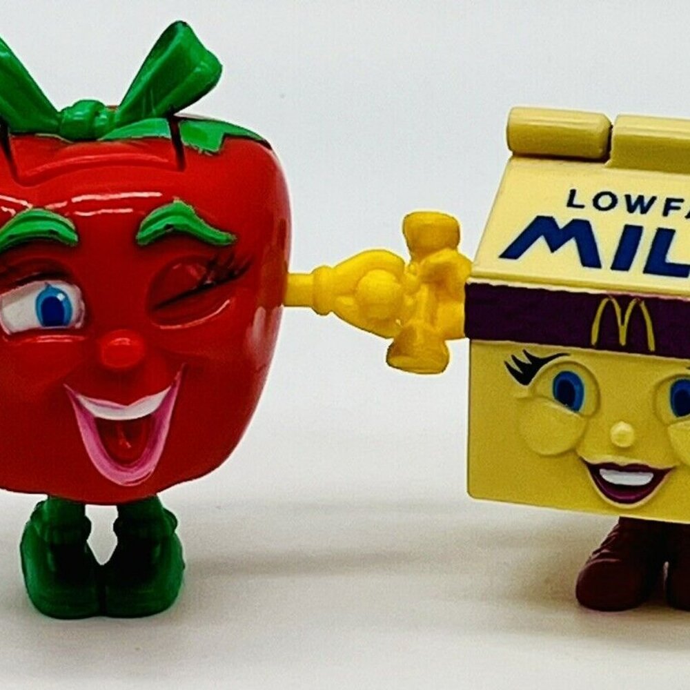 McDonalds Food Fundamentals Changeables 1993‎ Milk Apple Happy Meal Lot Of 2